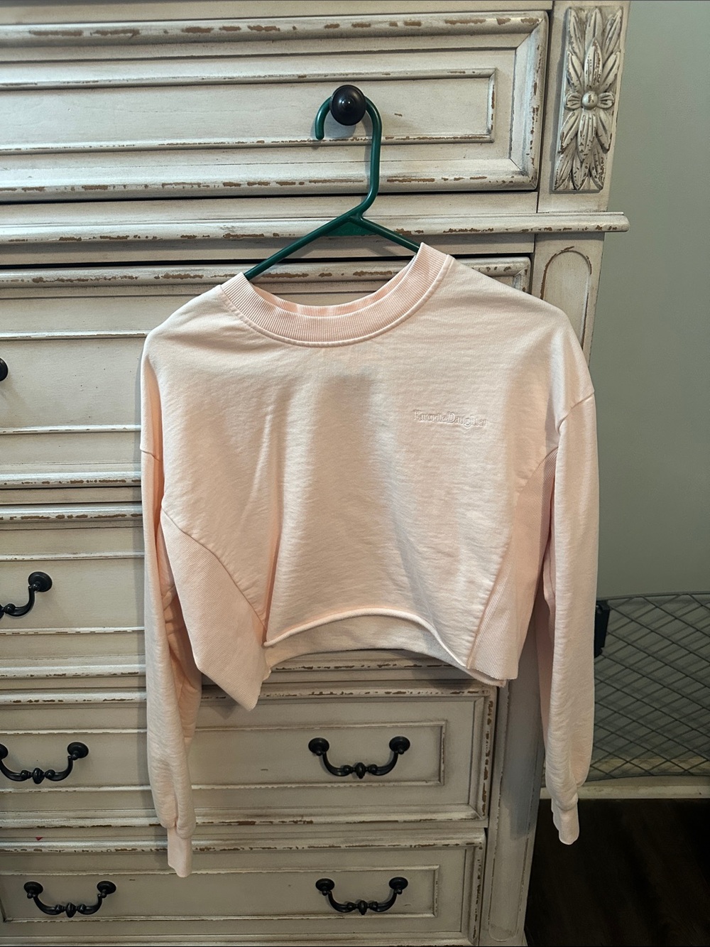 Favorite Daughter Pale Peach Cropped Sweatshirt